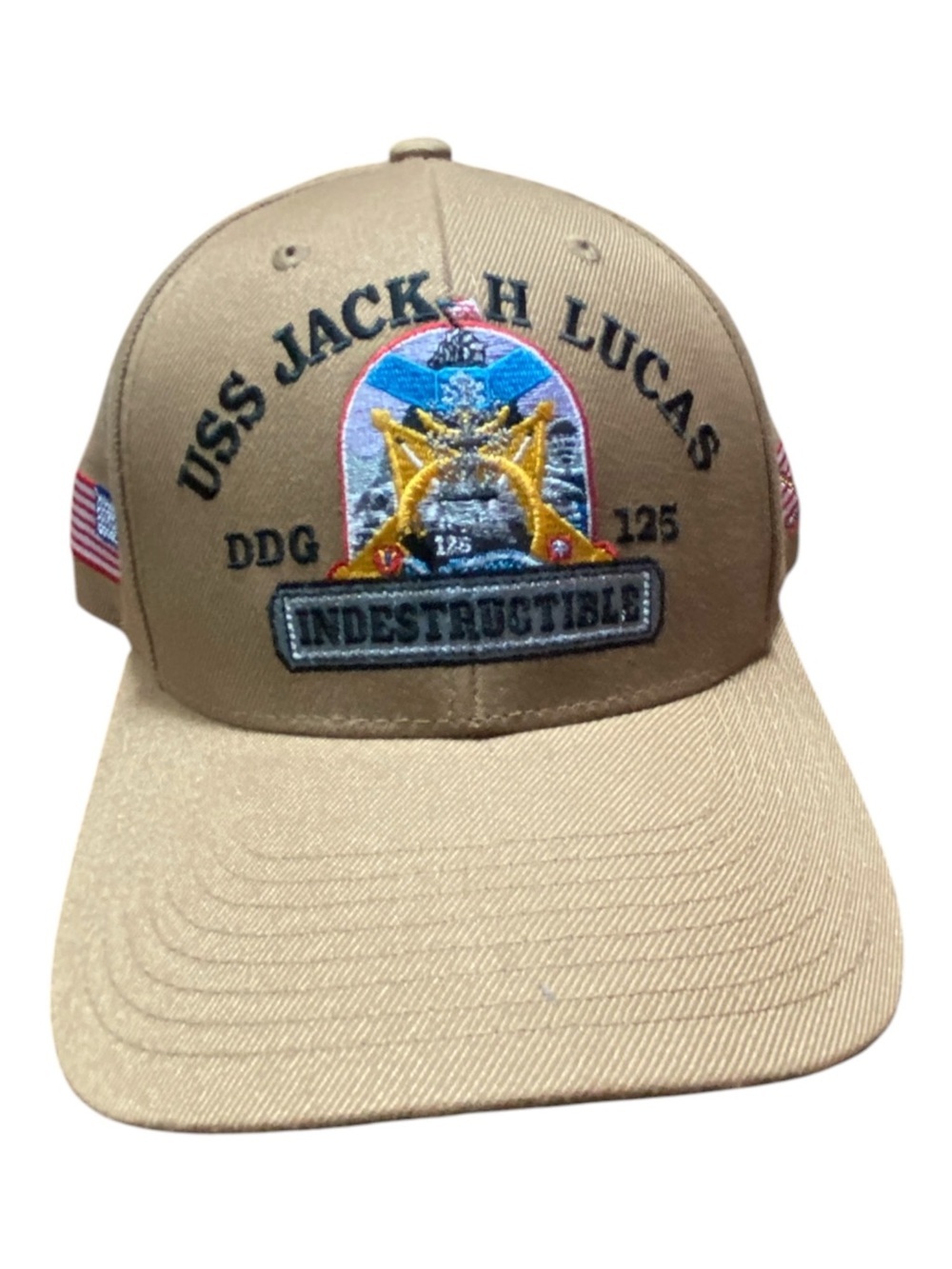 USS Jack H. Lucas Embroidered Khaki Military Patch Adjustable Cap